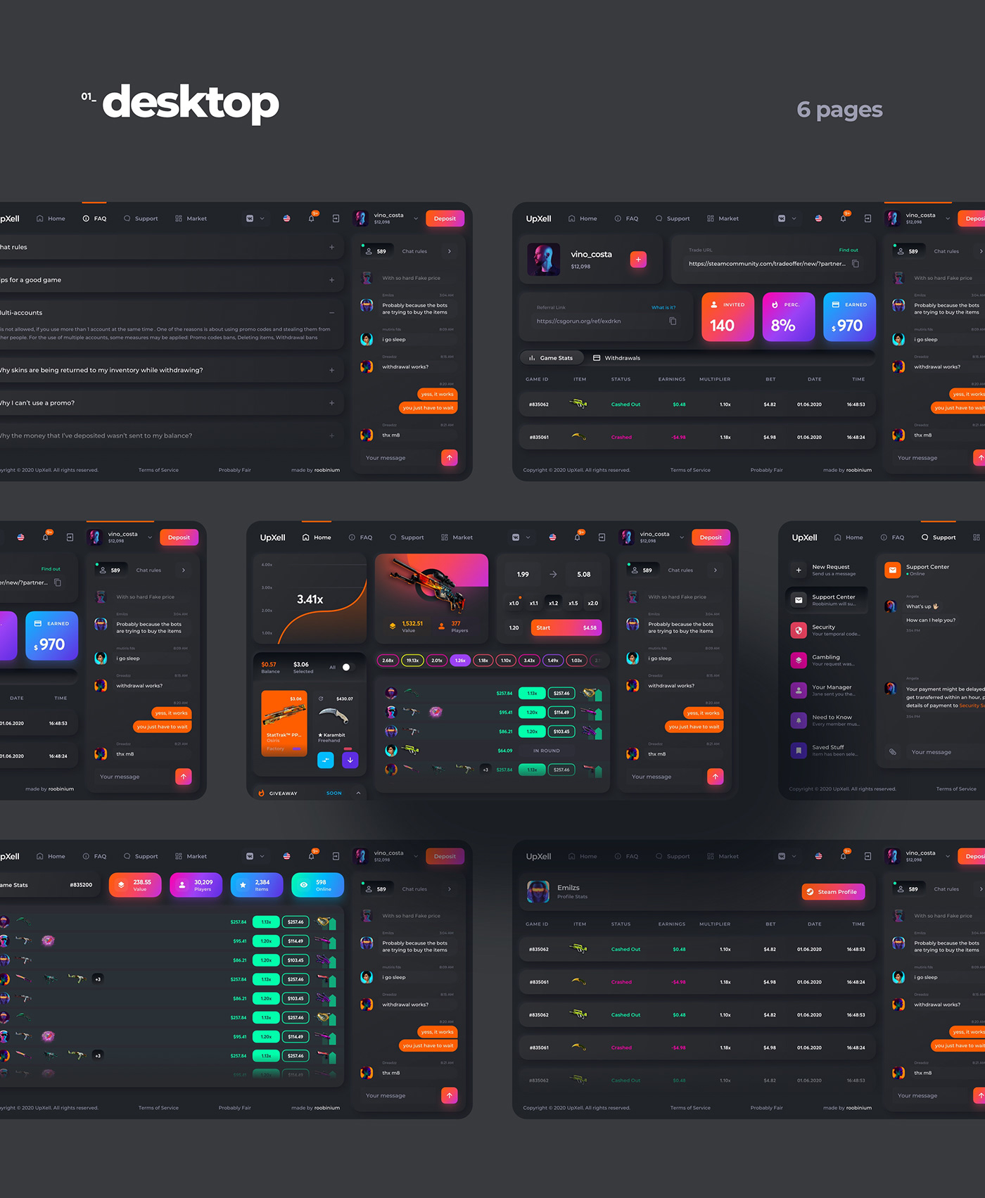 app application crypto dark mode dashboard gambling glow neomorphism product design  skins