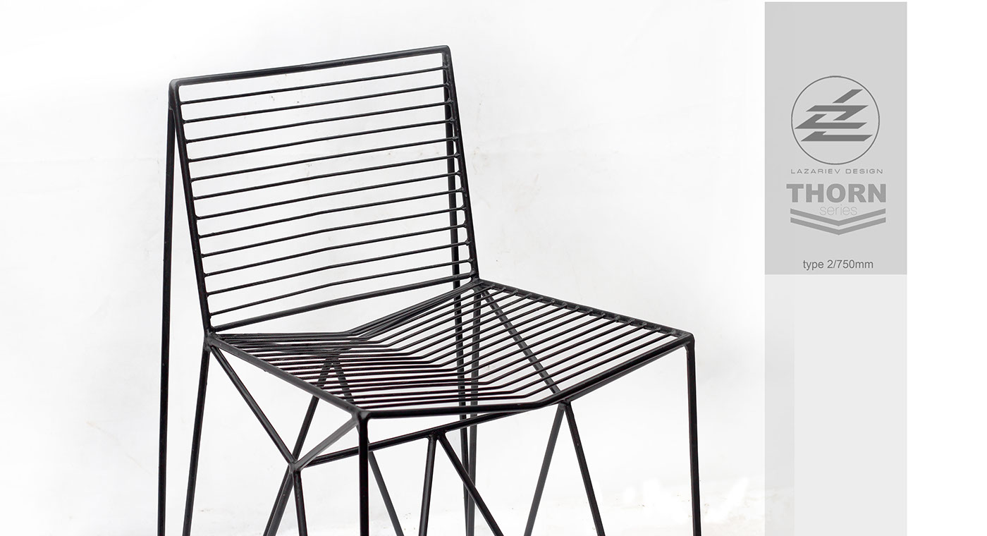 metal bar chair steel rod metal chair Lazariev design Thorn geometry industrial