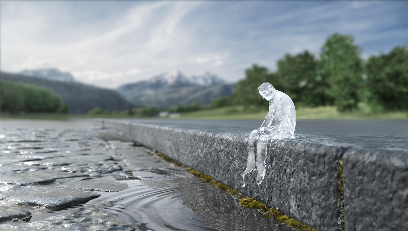 ice water 3D CGI vfx Outdoor motion people man animation 