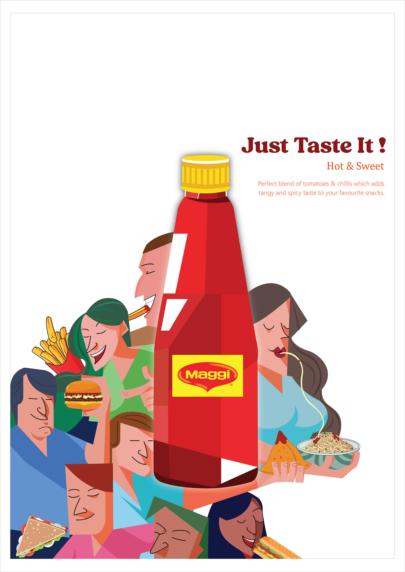 ILLUSTRATION  stylized Maggi ketchup Advertising  magazine advertisement