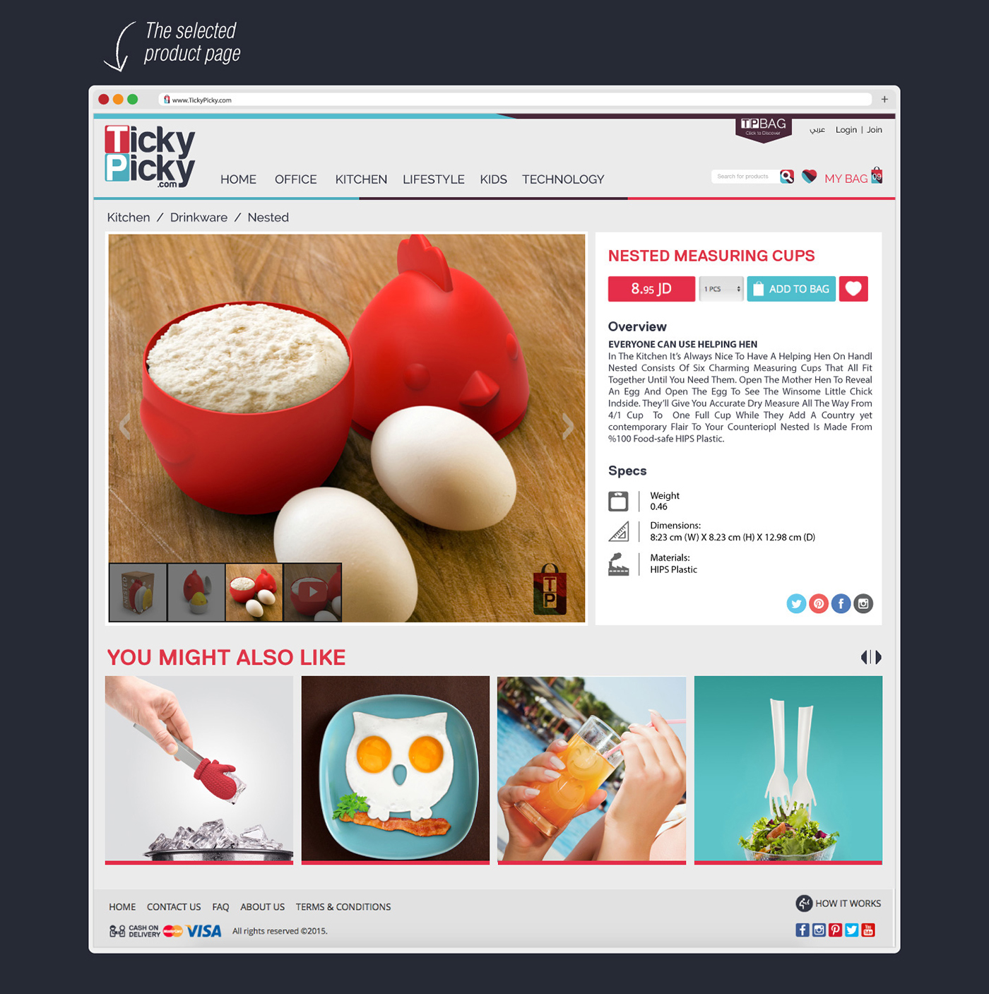 Web E-marketing market shop red blue Website user interface design jordan Qatar doha amman ticky picky
