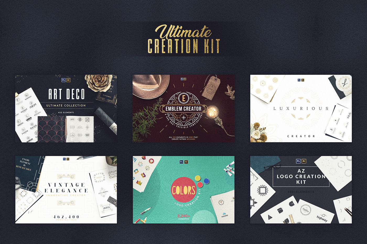logo brand creator creation kit Collection vector bundle sale discount