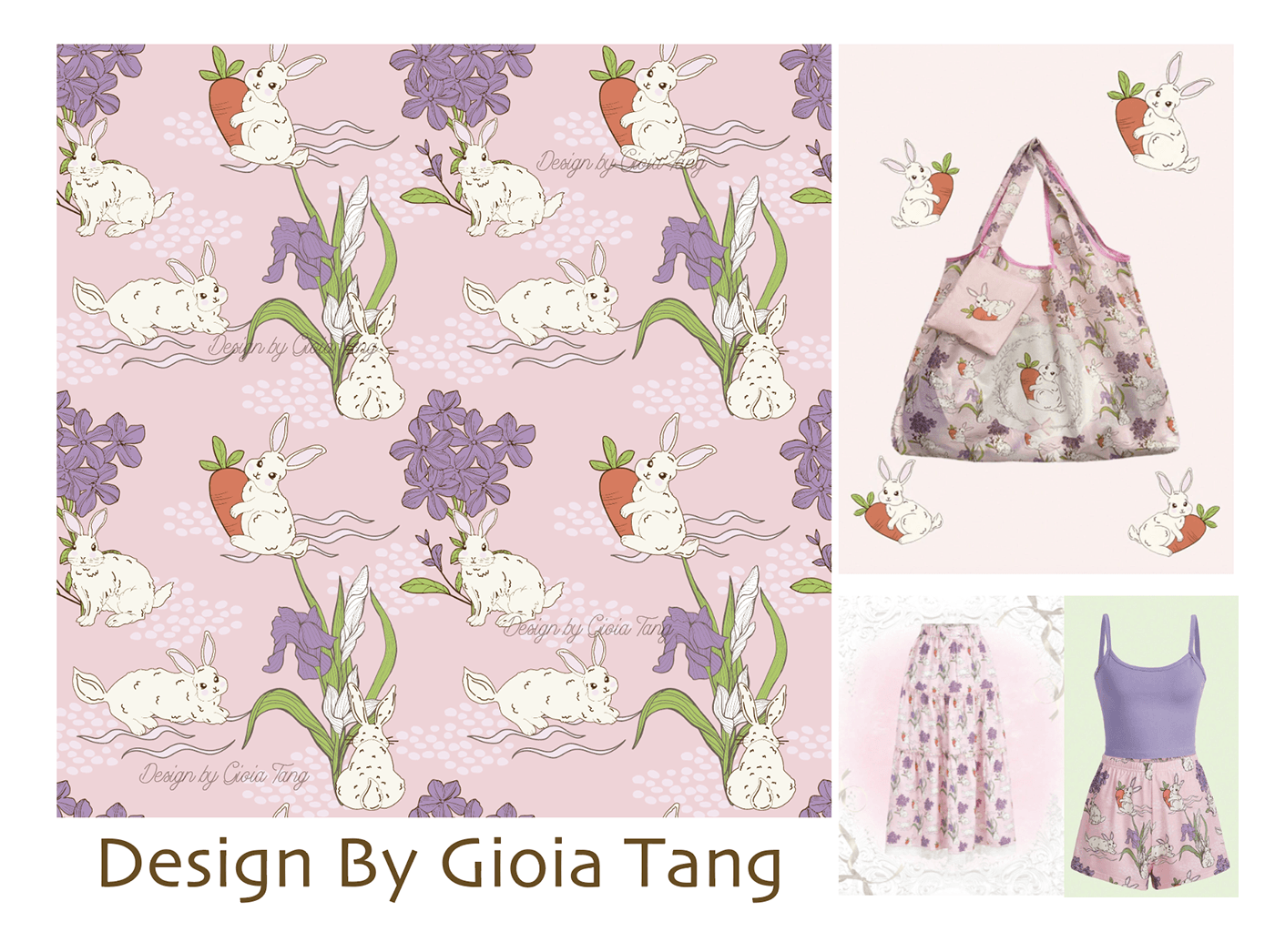 rabbit cartoon Cartoons illustrations pattern design  textile pattern floral Flowers Rabbit logo