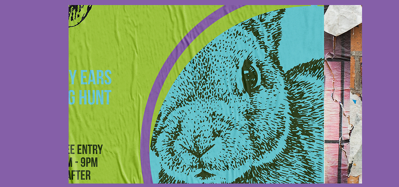 Easter bunny páscoa dublin party poster ILLUSTRATION  facebook art desing