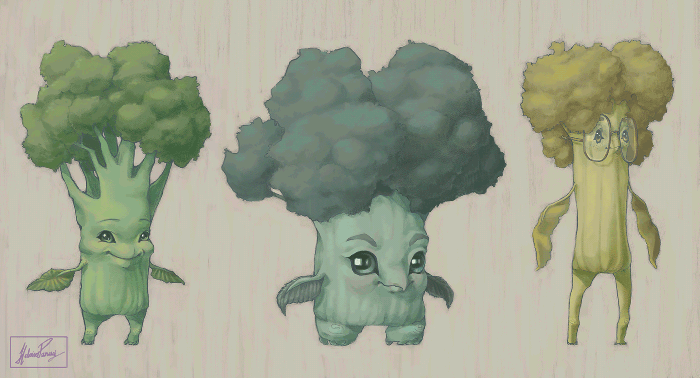 arte digital Character design  children design de personagem Digital Art  ILLUSTRATION  Ilustração infantil personagem broccoli