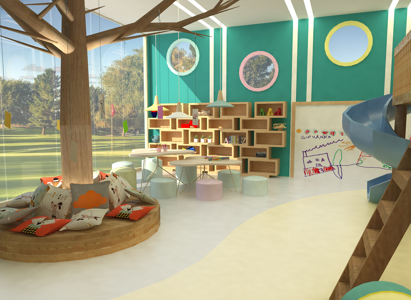 brinquedoteca interior design  kids room UEMA atividades espaço para crianças jogos SketchUP 3D