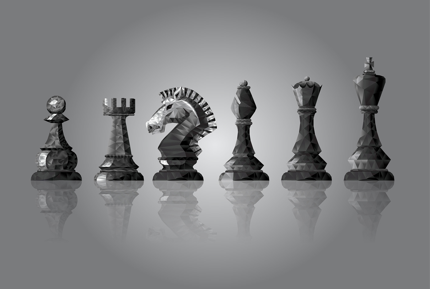 bishop chess king knight Logo Design Pawn Polygonal Chess Set polyonal illustration queen rook