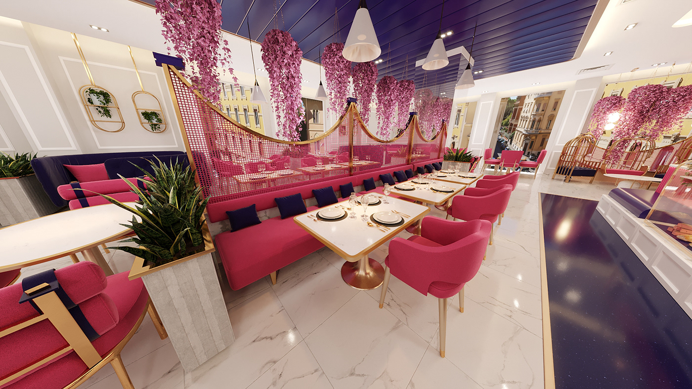 3ds max cafe Cafe design interior design  ladies Qatar restaurant special visualization