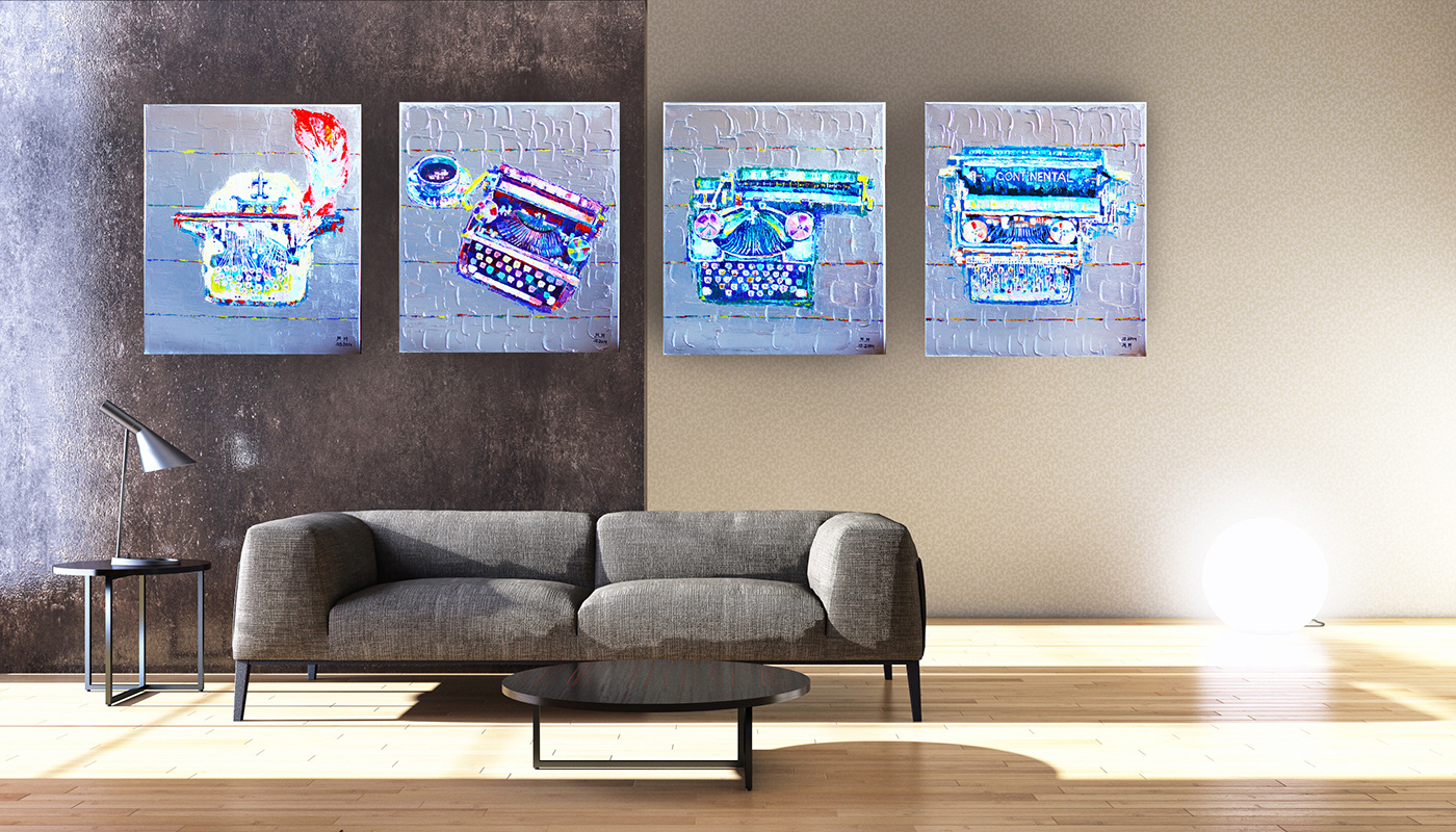 acrylic canvas watercolor Picture Paintings art color paint graphic Interior design motorbike Style decoration modern