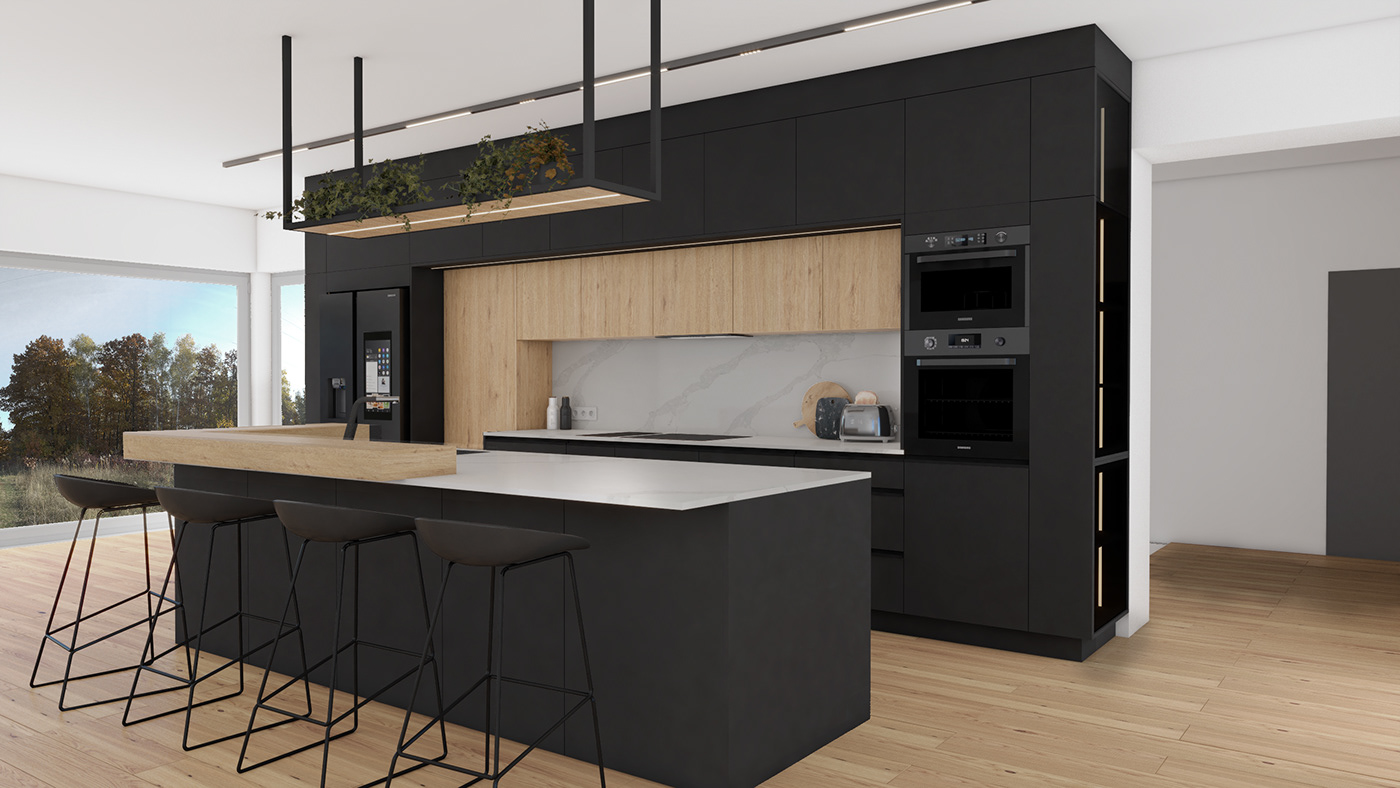 kitchen interior design  Render visualization modern vray