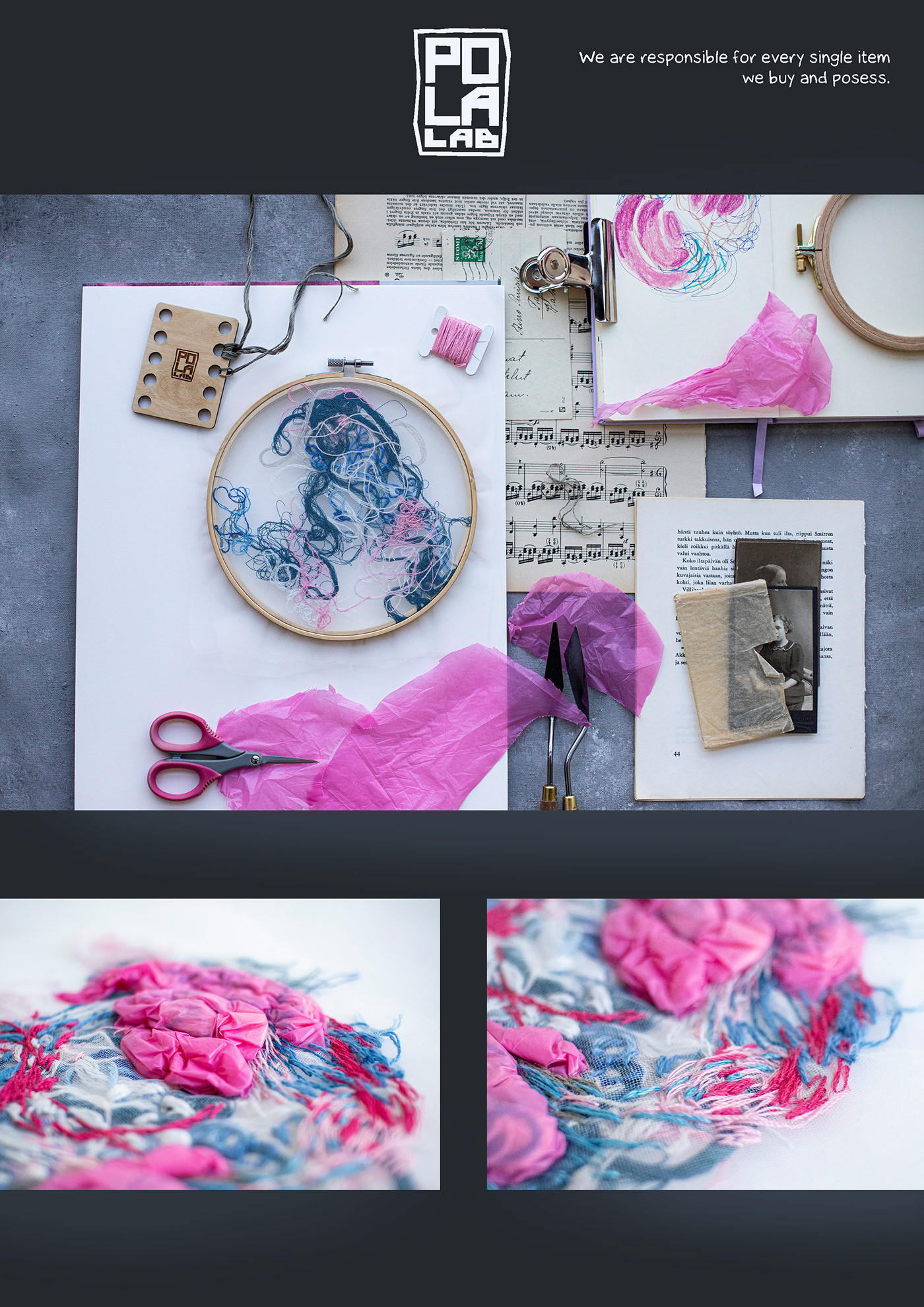 Sustainability embroidery project by PolaLab (Polina Laamanen)