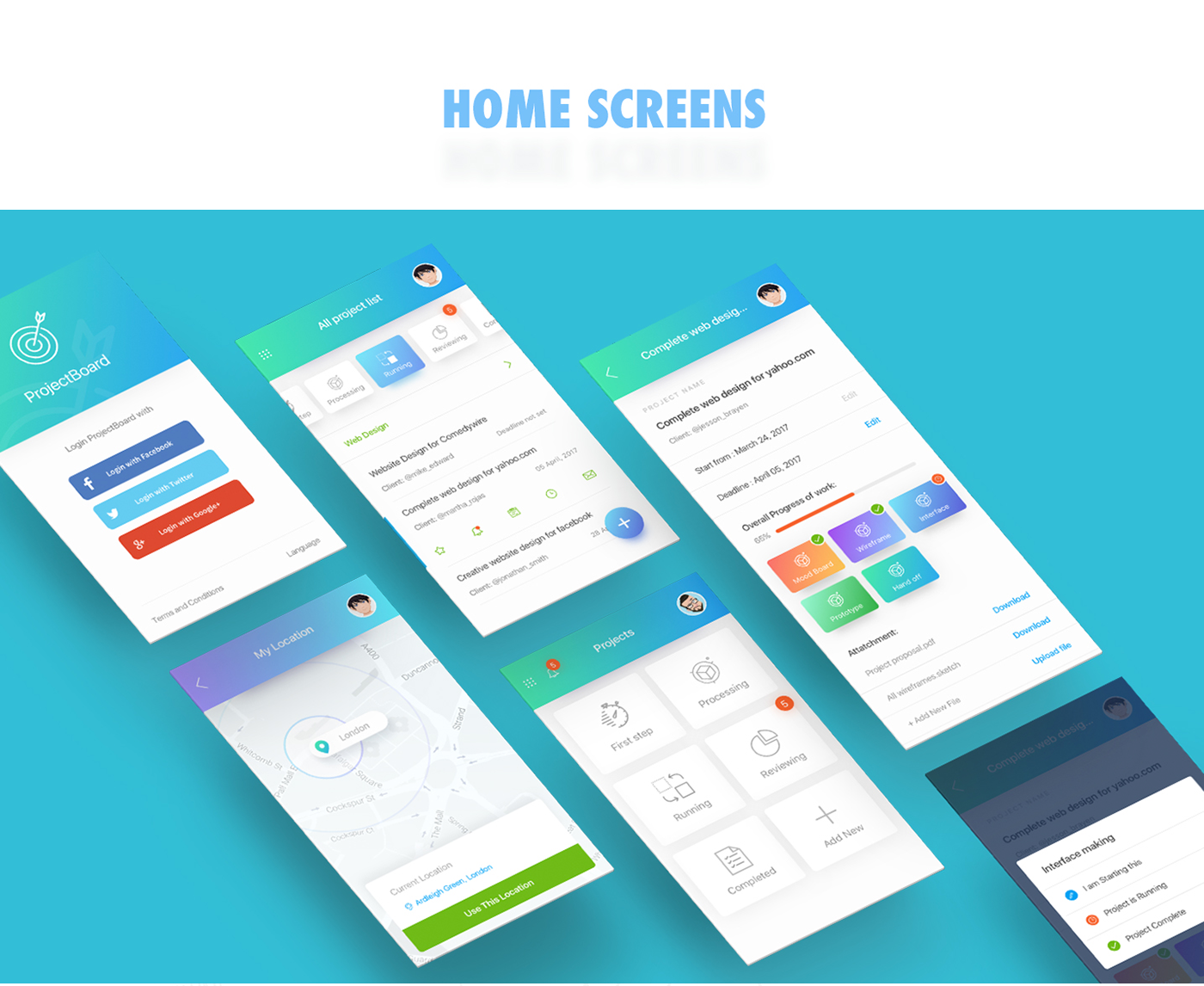 UI ux project board app design best design Behance google template