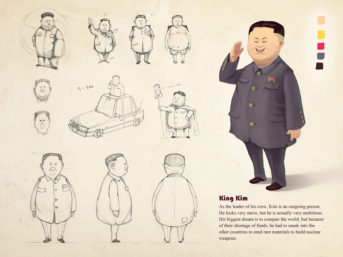 ILLUSTRATION  Character design  Digital Art  animation  Korea King Jong un sketch Drawing 