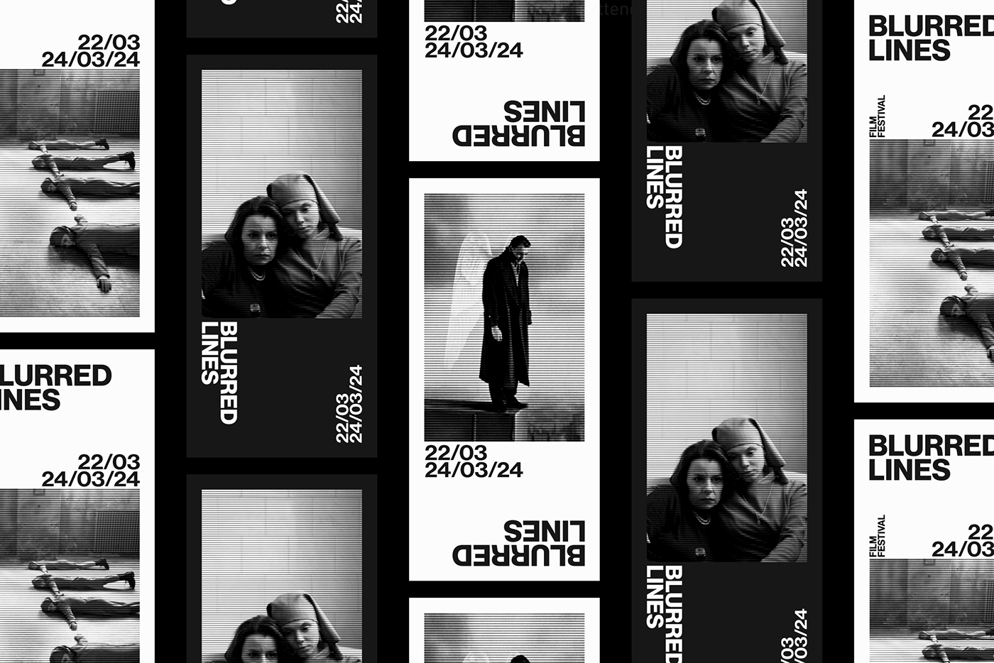 film festival visual identity brand identity branding  Cinema festival halftone black and white poster Film  
