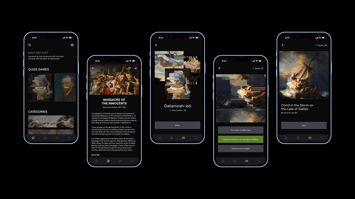 Appdesign art Classical Art Figma generative art Mobile app uidesign user interface UX design ux/ui