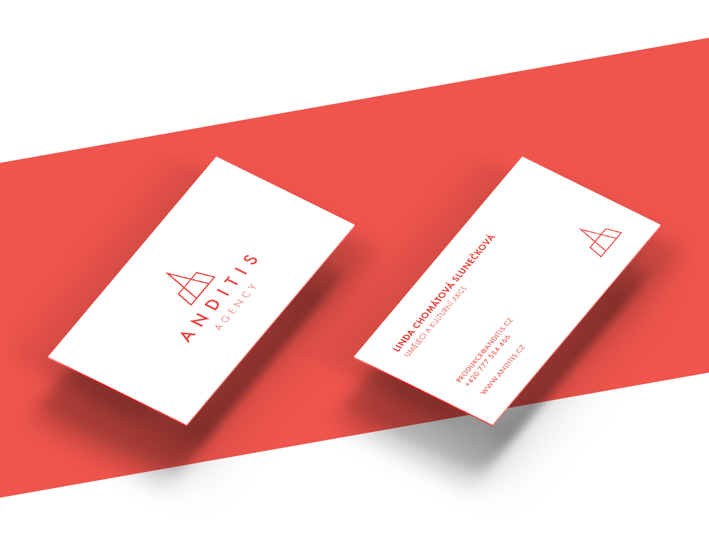 Anditis agency creative logo design brand identity minimal elegant red coral red Web modern simple clean