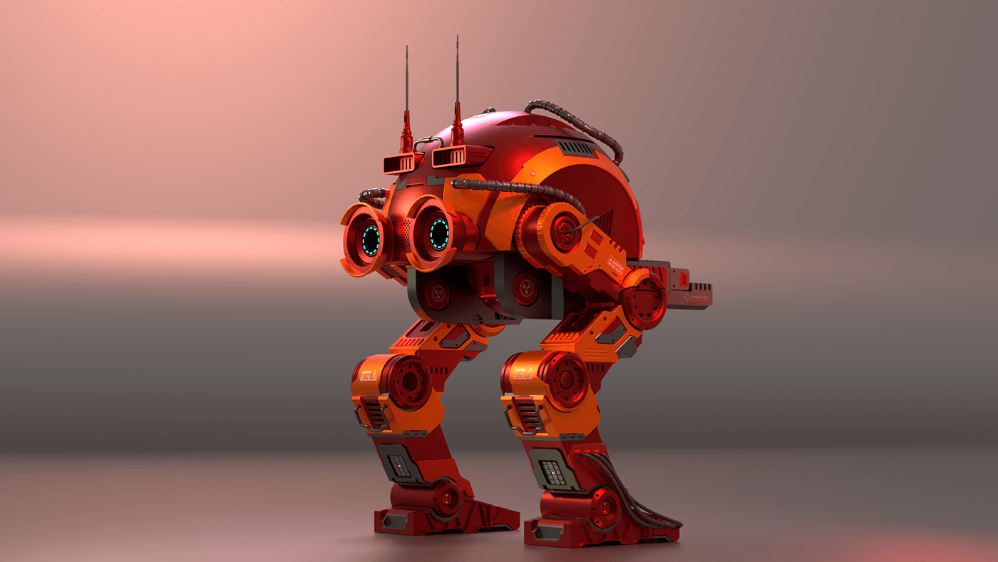 mecha robot Cyborg future Cyberpunk Scifi 3D Render