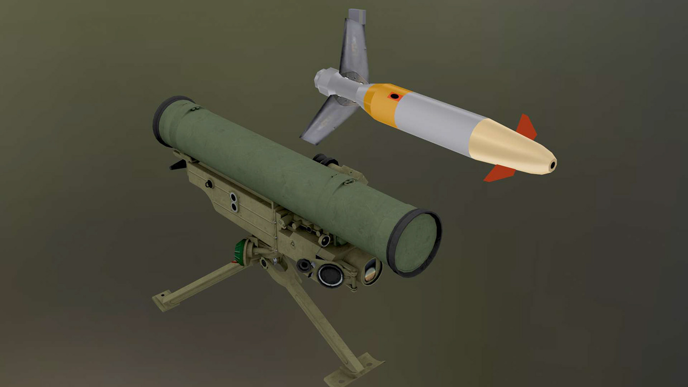 3D anti-tank ATGM metis Military missile model Russia Weapon