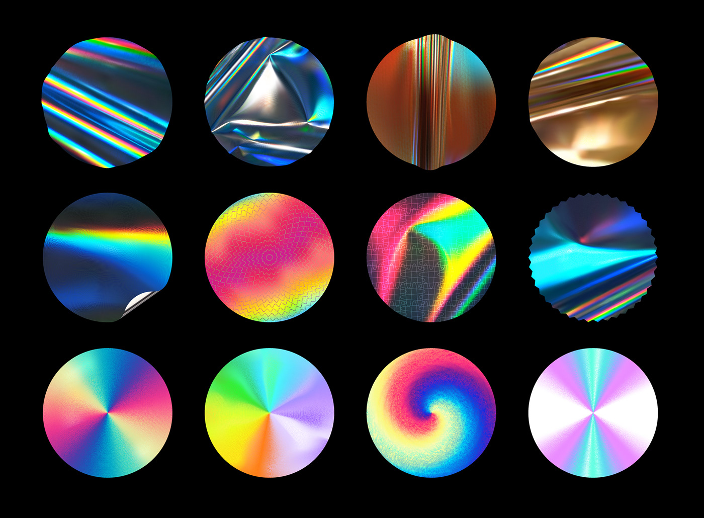 gradient holographic foil iridescent quality control Acid Graphics foiled sticker holo texture gradient mesh tool