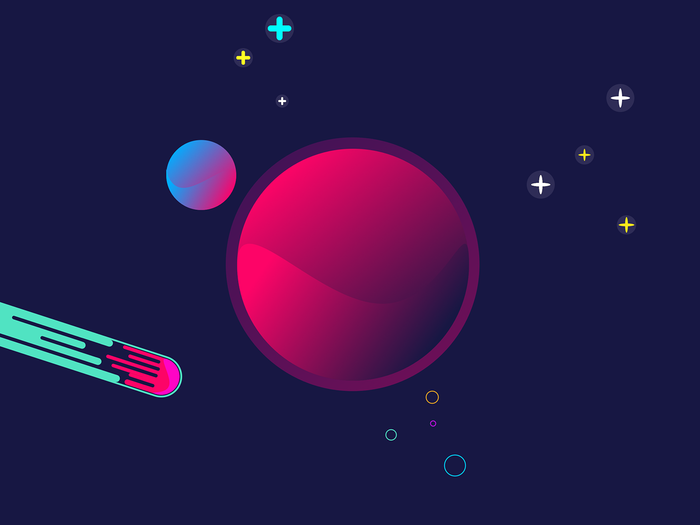 Space  ILLUSTRATION  design graphic visual blue pink sketch sketch app UI