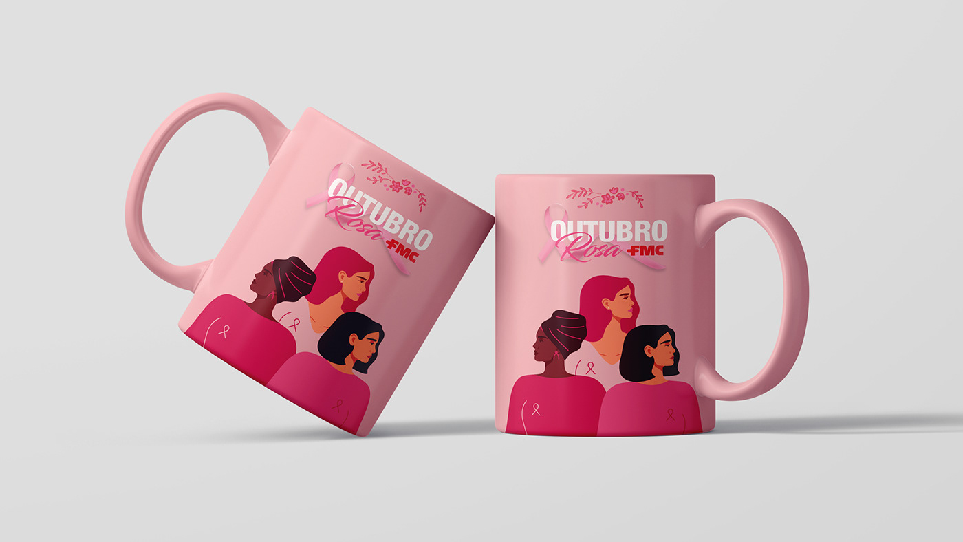 key visual pink october outubro rosa Advertising  visual identity social media graphic design  Mockup design campaign