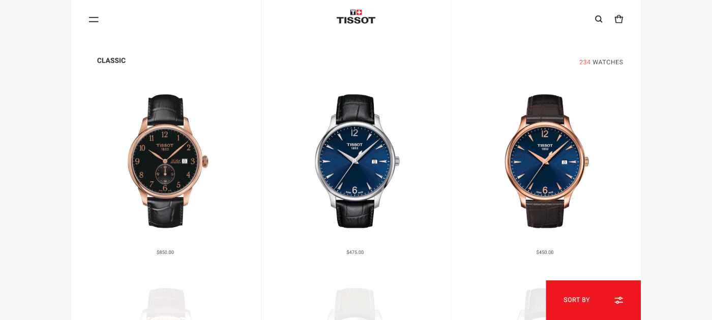 clock concept redesign TISSOT watch Website