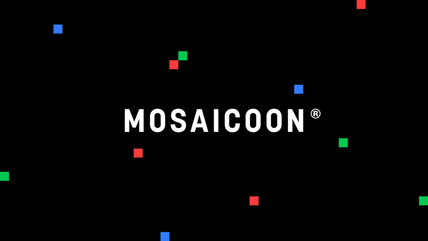 Mosaicoon video Platform Sharing Entertainment logo luca fontana mosaic pixel RGB tiles