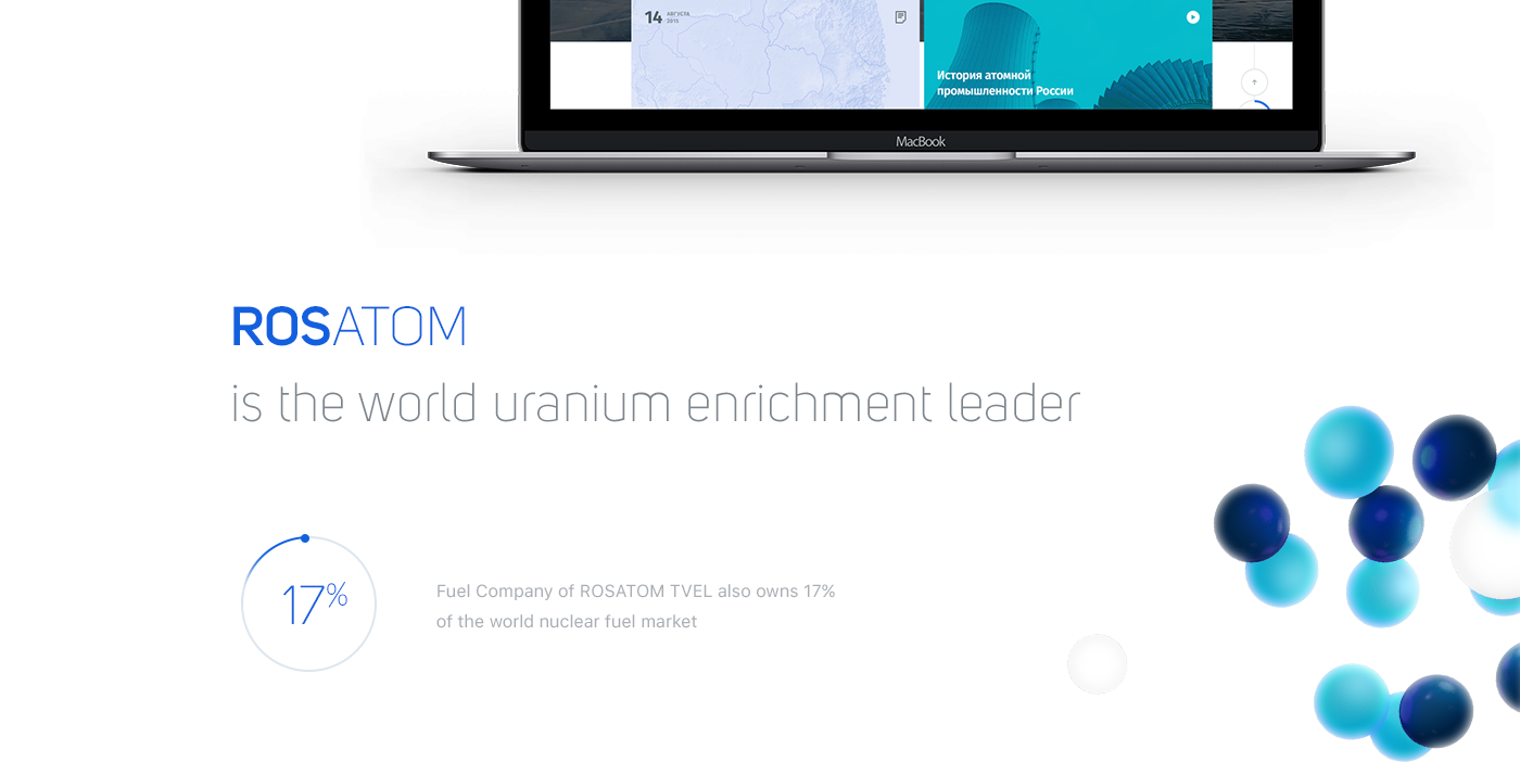 UI ux energy rosatom Responsove corporate nuclear Russia inforgraphics longread cards cyan blue dashboard Website