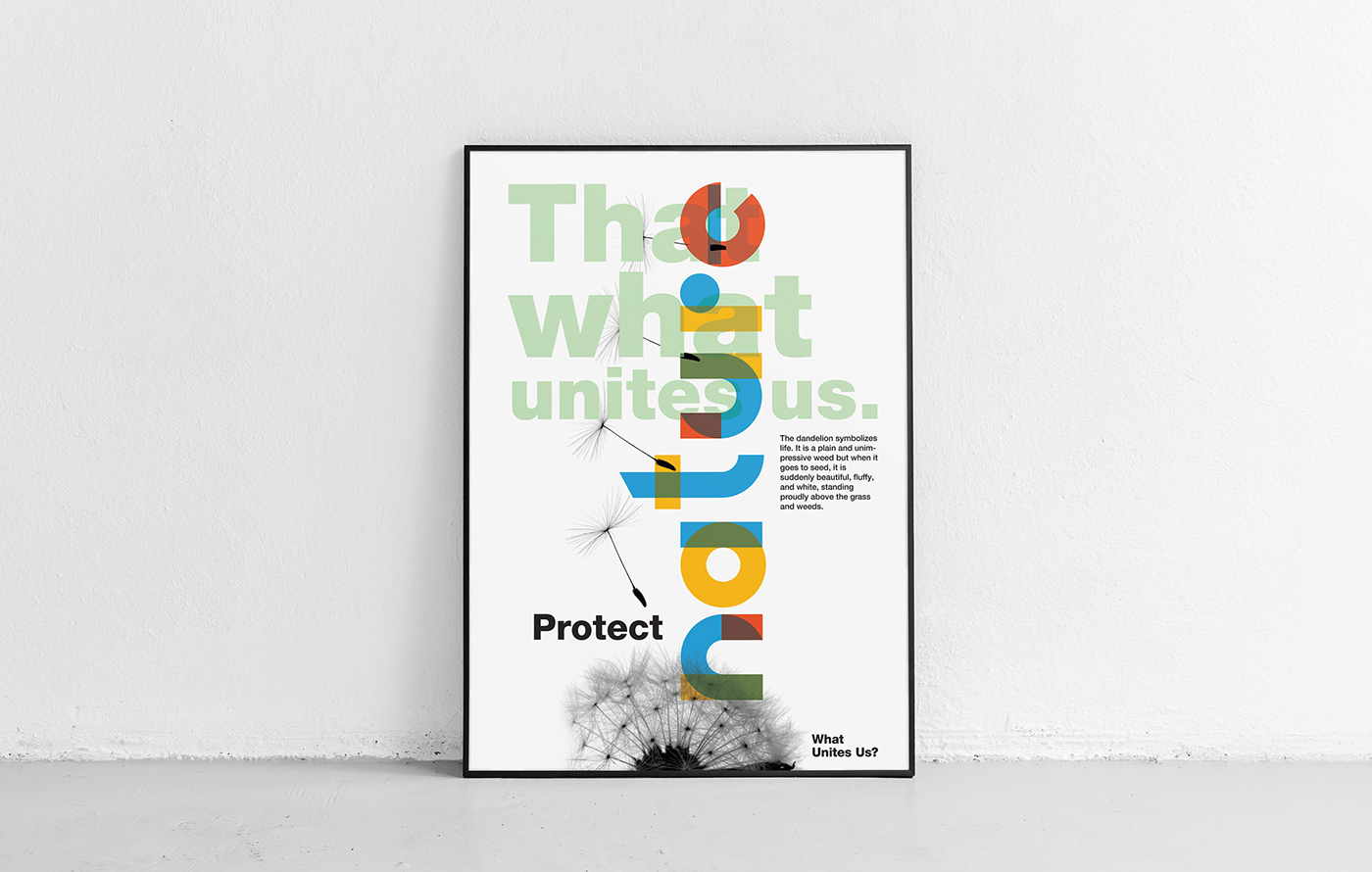 dandelion Ecology flower Nature Poster Design print design  Protect swiss style what unites us world design day