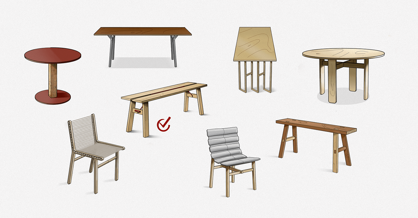 bench furniture industrial design  wood Sustainability