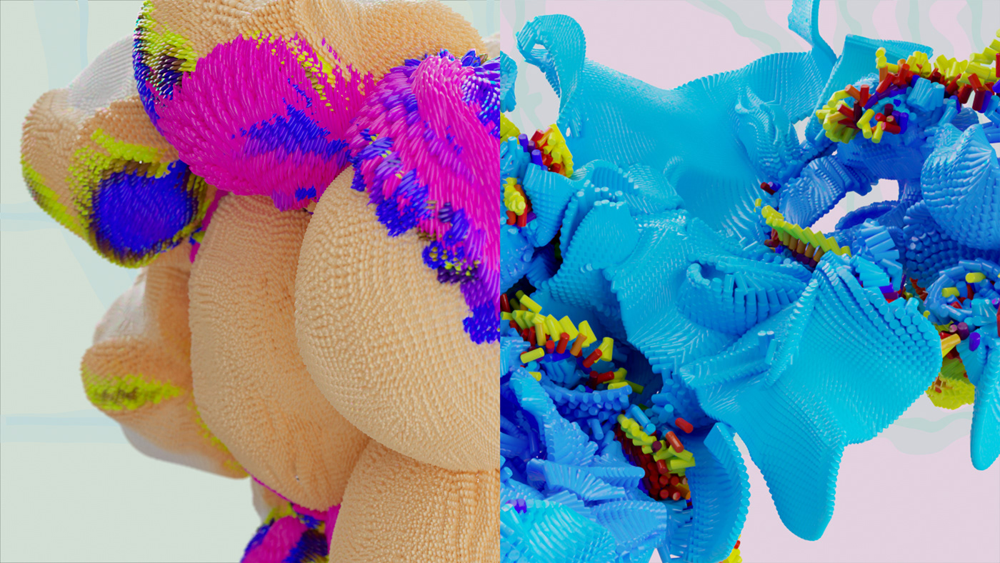 3D abstract animation  art bio colors contemporary motion organic virus