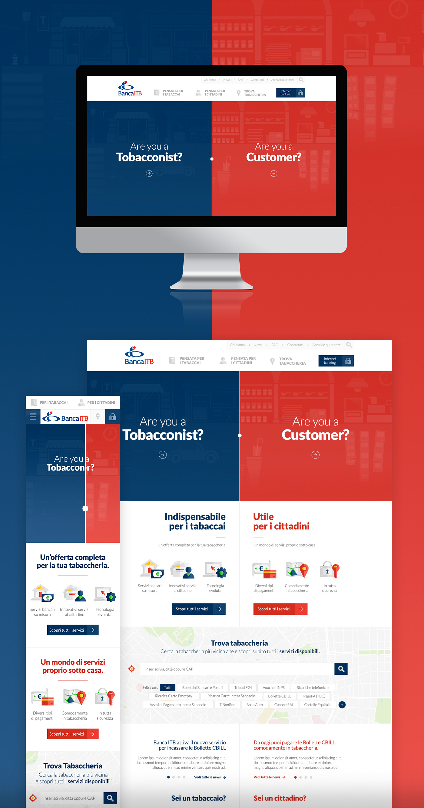 Website corporate Bank icons illustrations brand identity mobile desktop flat design Responsive