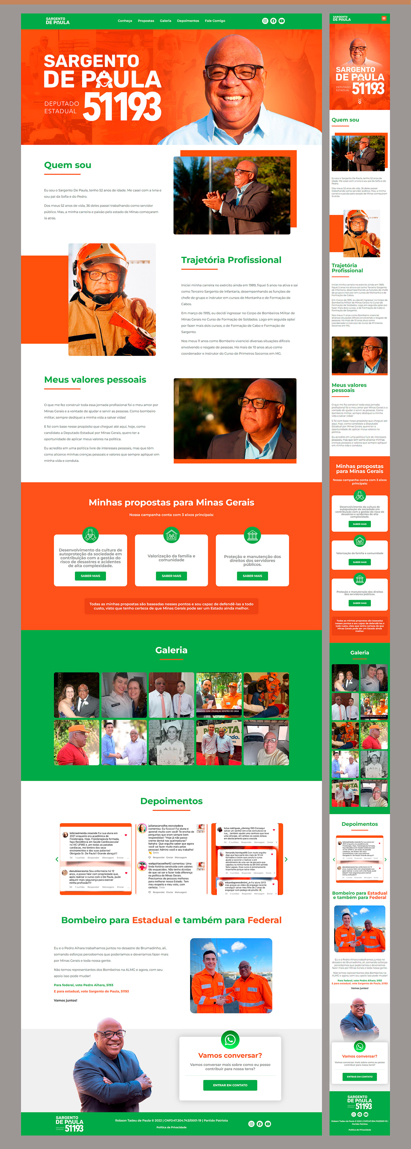 Campanha Eleitoral deputado eleição landing page marketing político One Page Politica site Website