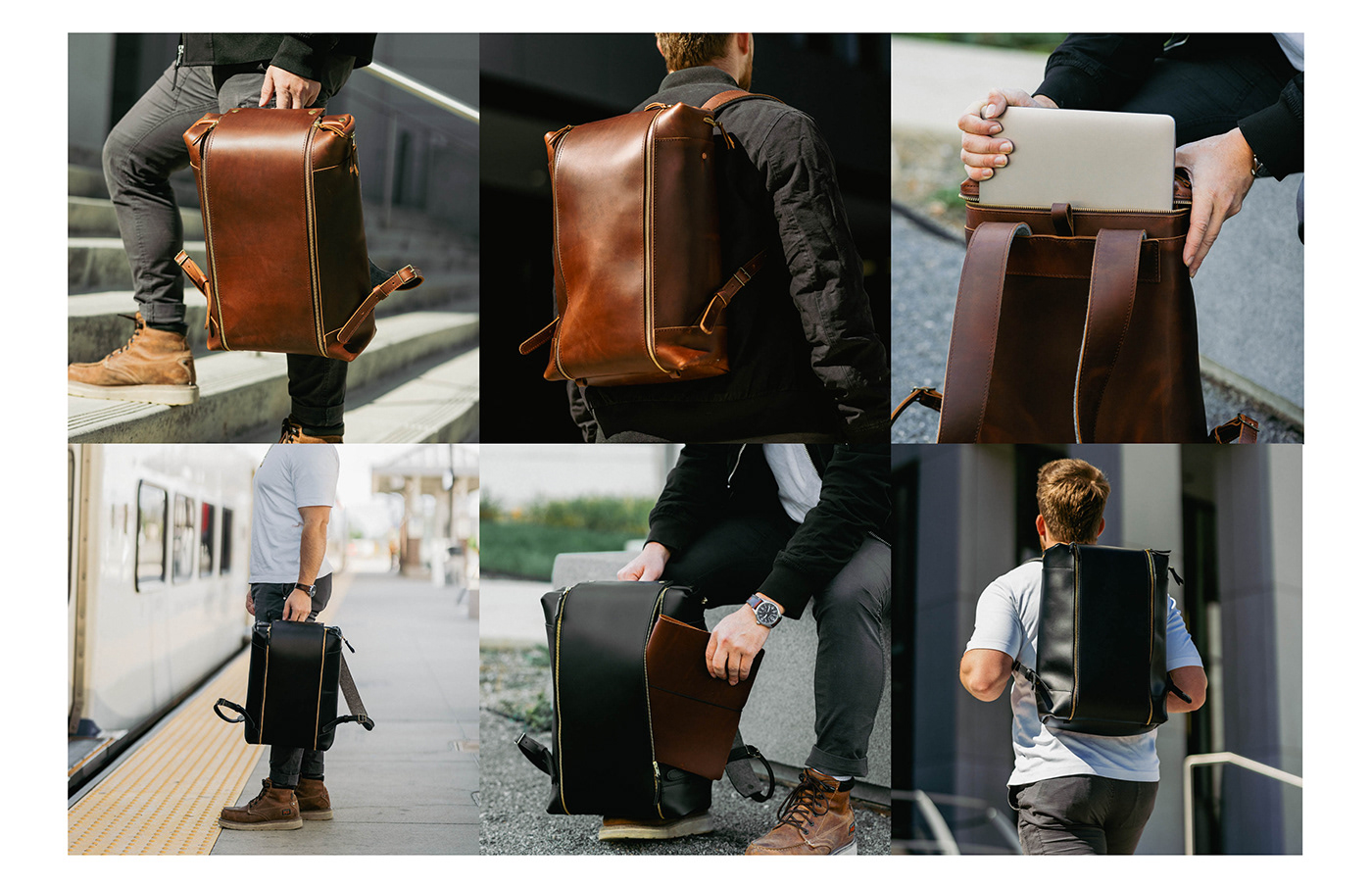leather industrial design  minimalist backpack Office
