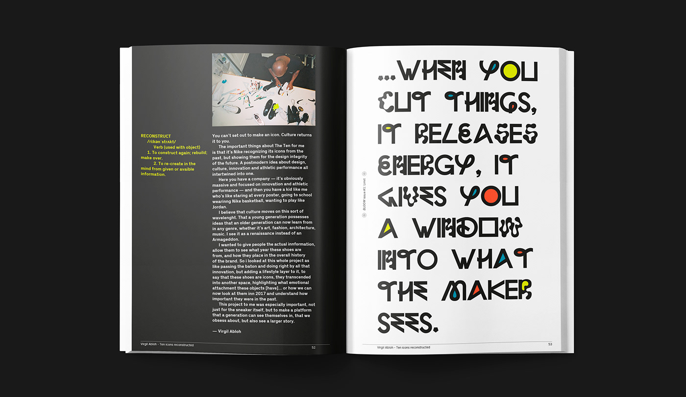 magazine graphic design  visual design virgil abloh off white Pete Eckert bloom