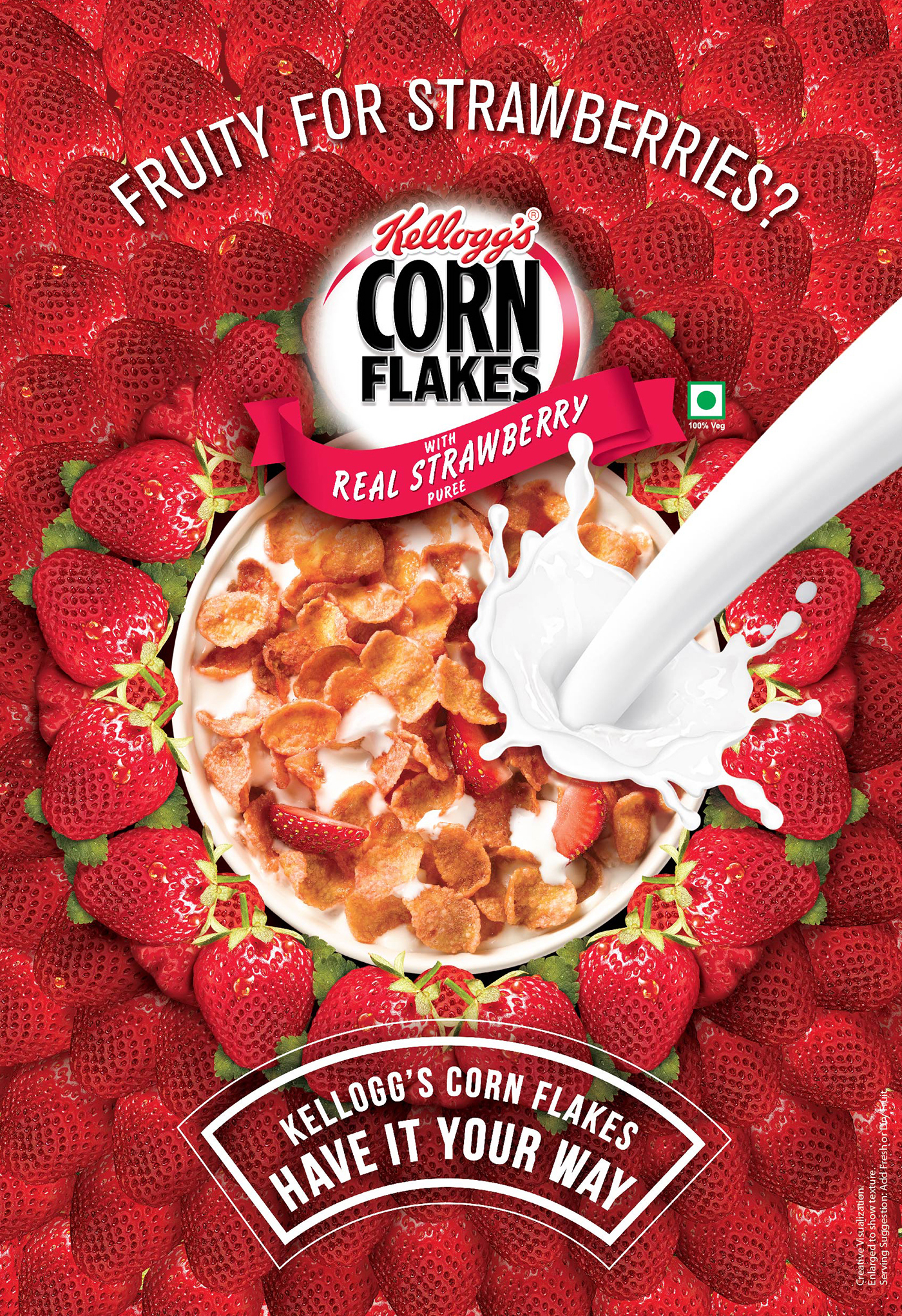 Qench Kellogg's Corn Flakes Advertising Photography Splash Photography milk splash almond strawberry food photography flavors