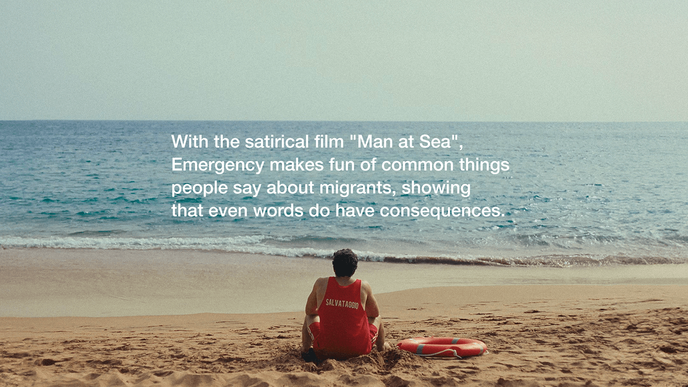 Advertising  emergency short film beach lifeguard migrants sea summer Italy NGO