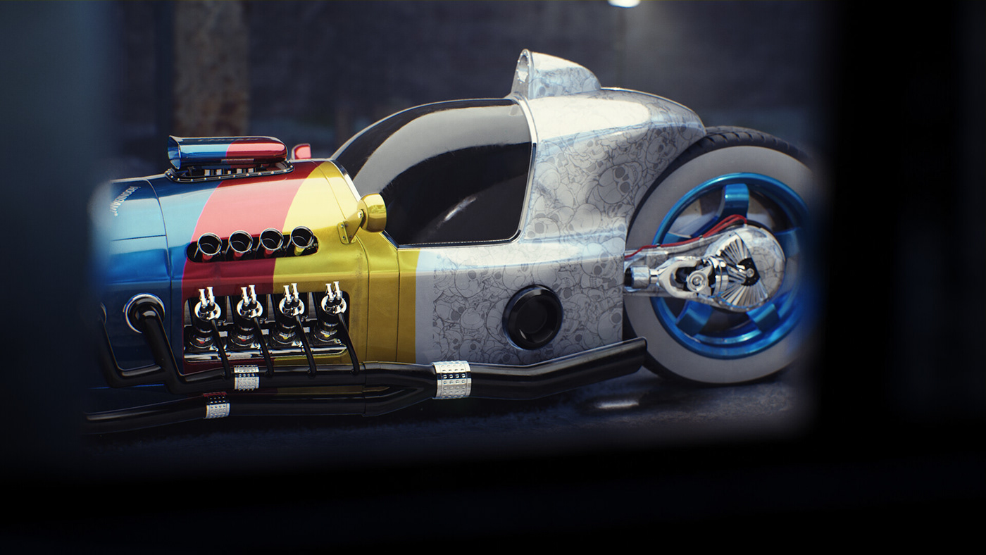 digital 3d dragster Game Art HardSurface props sci-fi Unreal vehicles