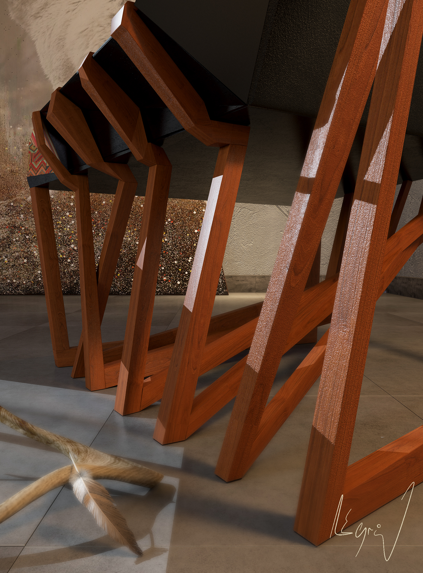Native amerandian chair furniture 3dsmax vray