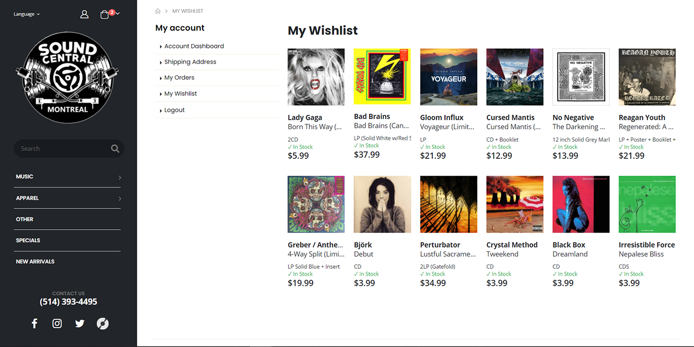 music music store vinyl records Webdesign