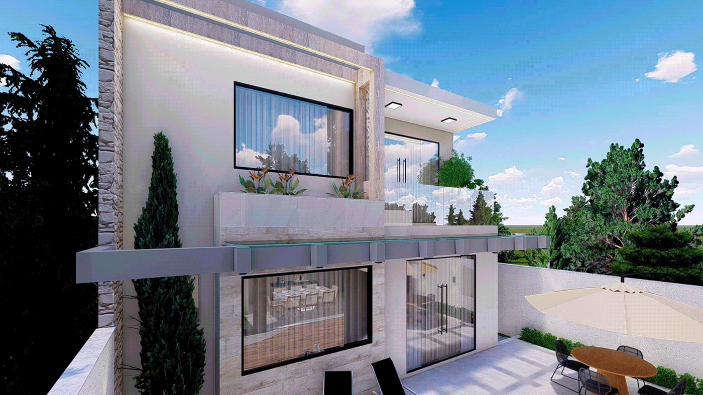 Render 3D exterior visualization residential house modern lumion architecture SketchUP