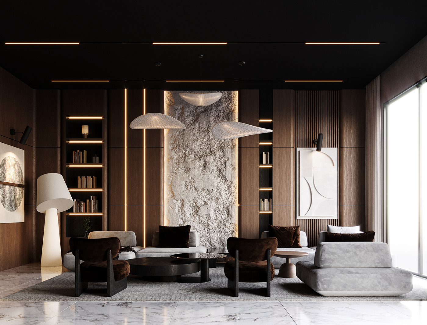 apartment living room dinning interior design  visualization architecture modern corona stairs Tree 