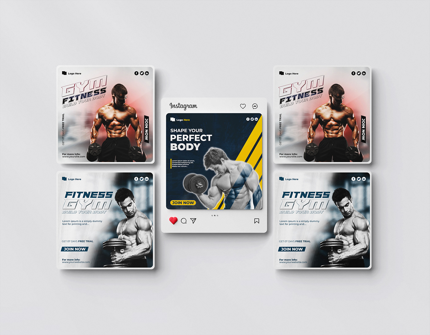 Advertising  banner BodyBuilding fitness gym Instagram Post marketing   Social media post Socialmedia workout