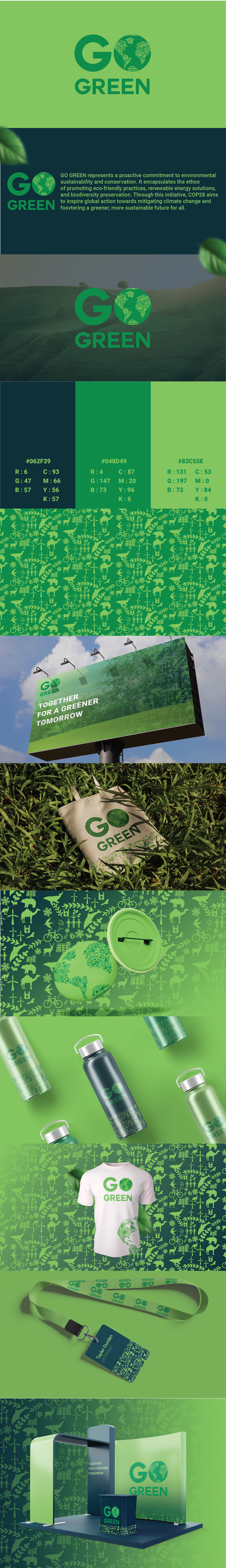 green Nature brand identity Go Green environment recycle logo greener COP28UAE eco