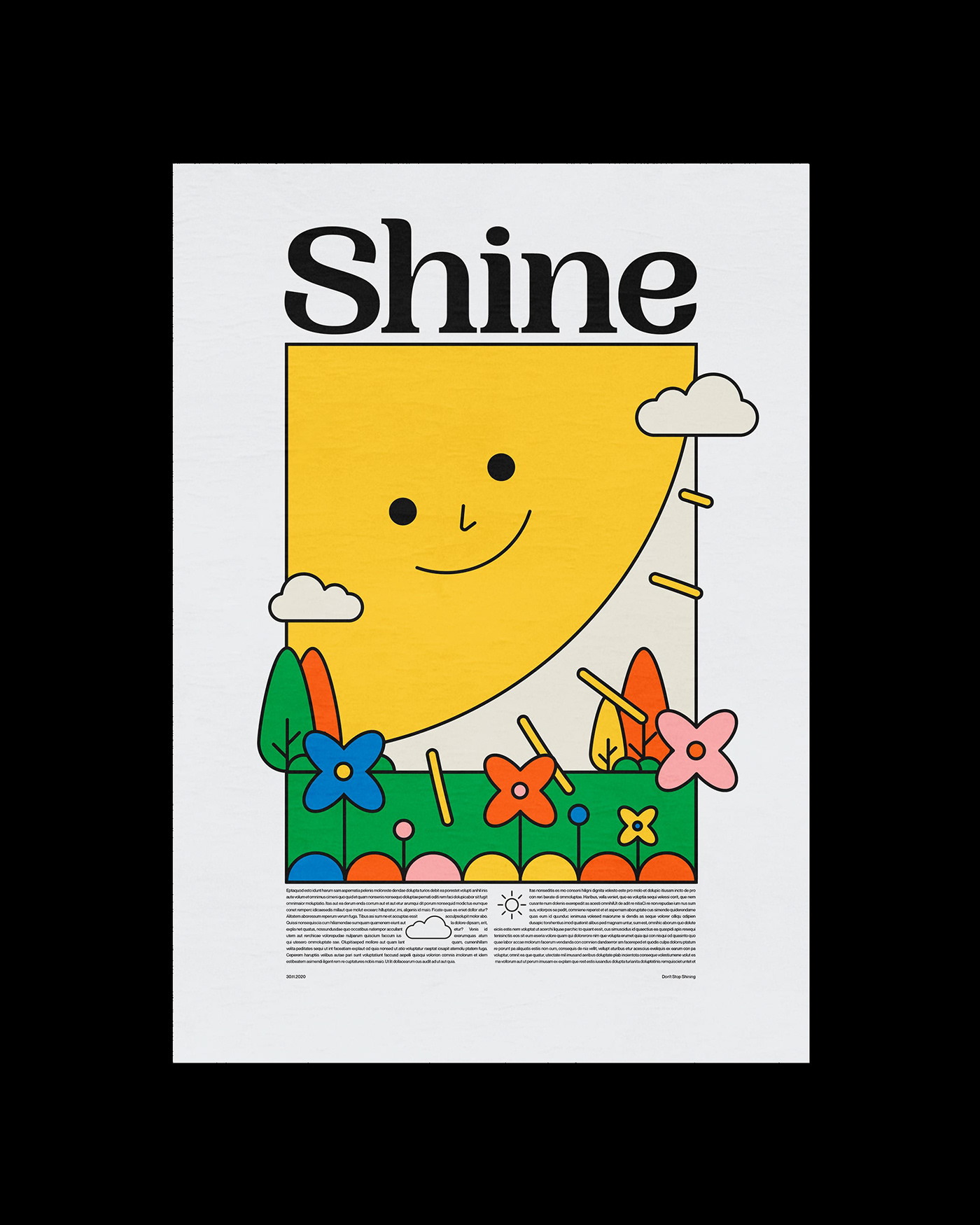 happy illustration Landscape line art pastel pastel colour poster poster illustration Sun typography   vector