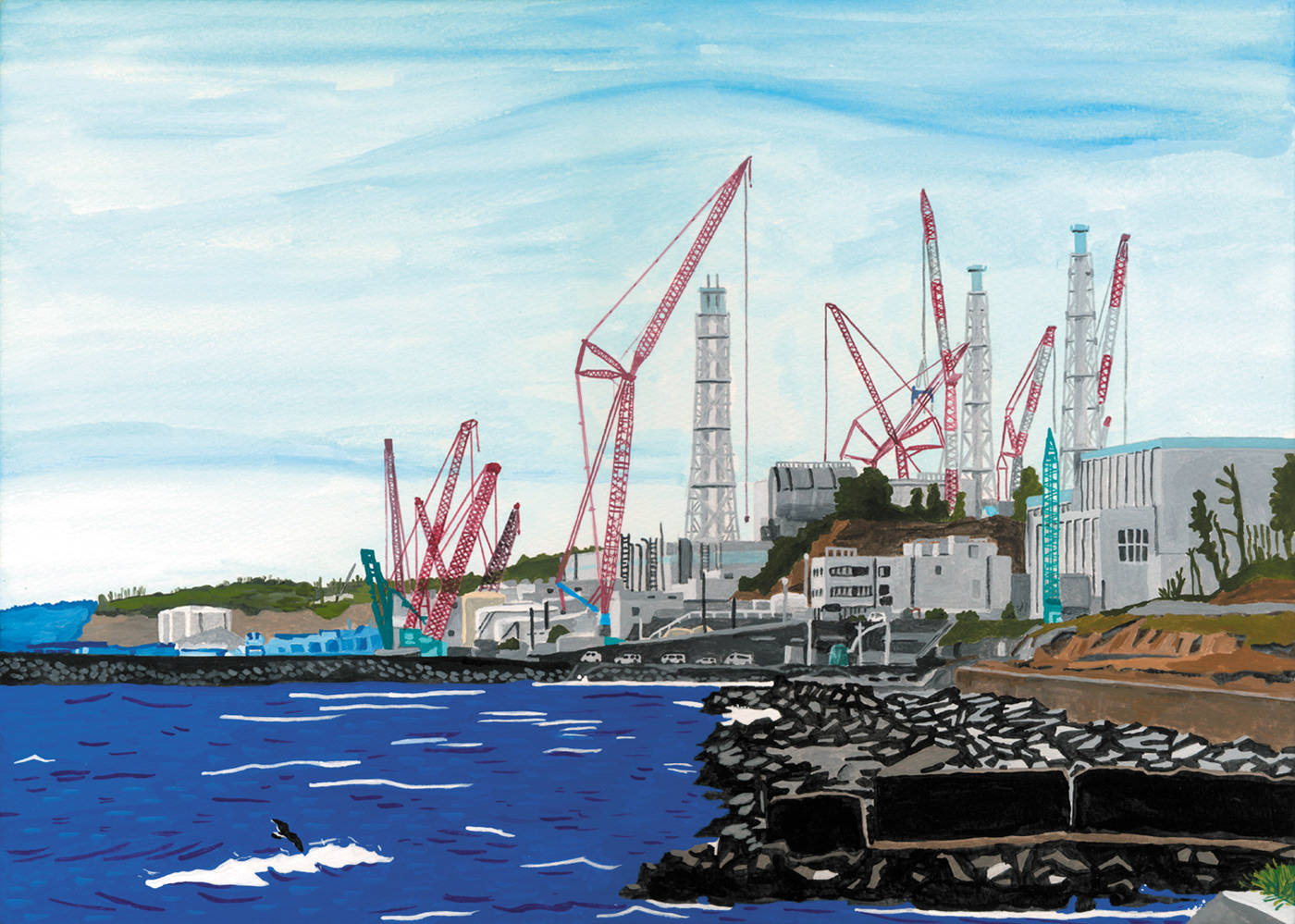 ILLUSTRATION  painting   Fukushima nucleardisaster FUTABA Tepco fukushimadaiichinuclearpowerplant sea Ocean hosoyabeach