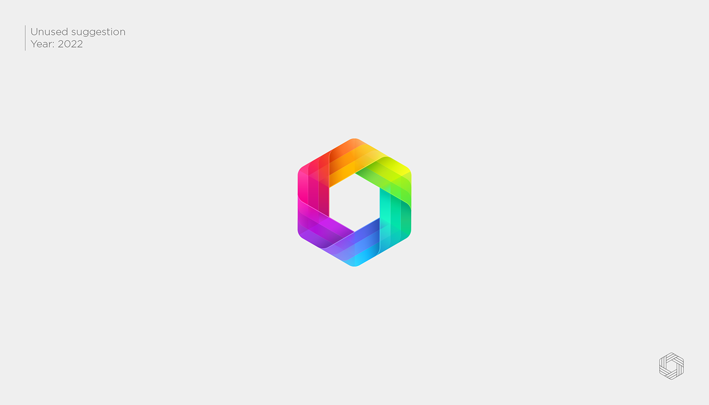 colorful gradients hexagon initials logo rainbow Spiral Transparency lightning leafs