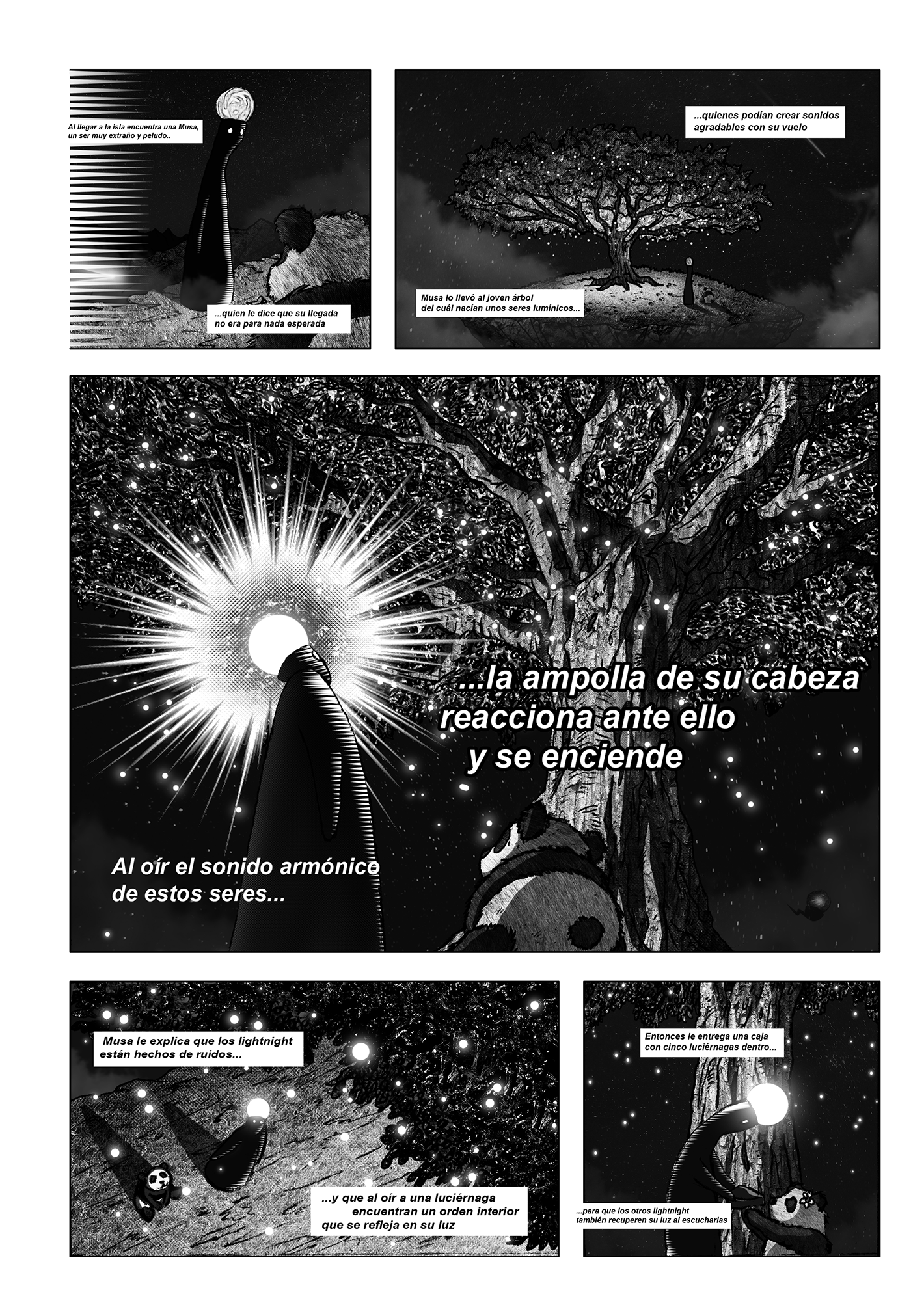 light night manga comic ilustracion focos luz proceso boceto