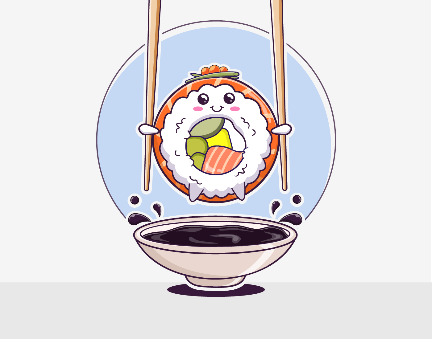 cartoon cute japanese Sushi asian kawaii vector Icon