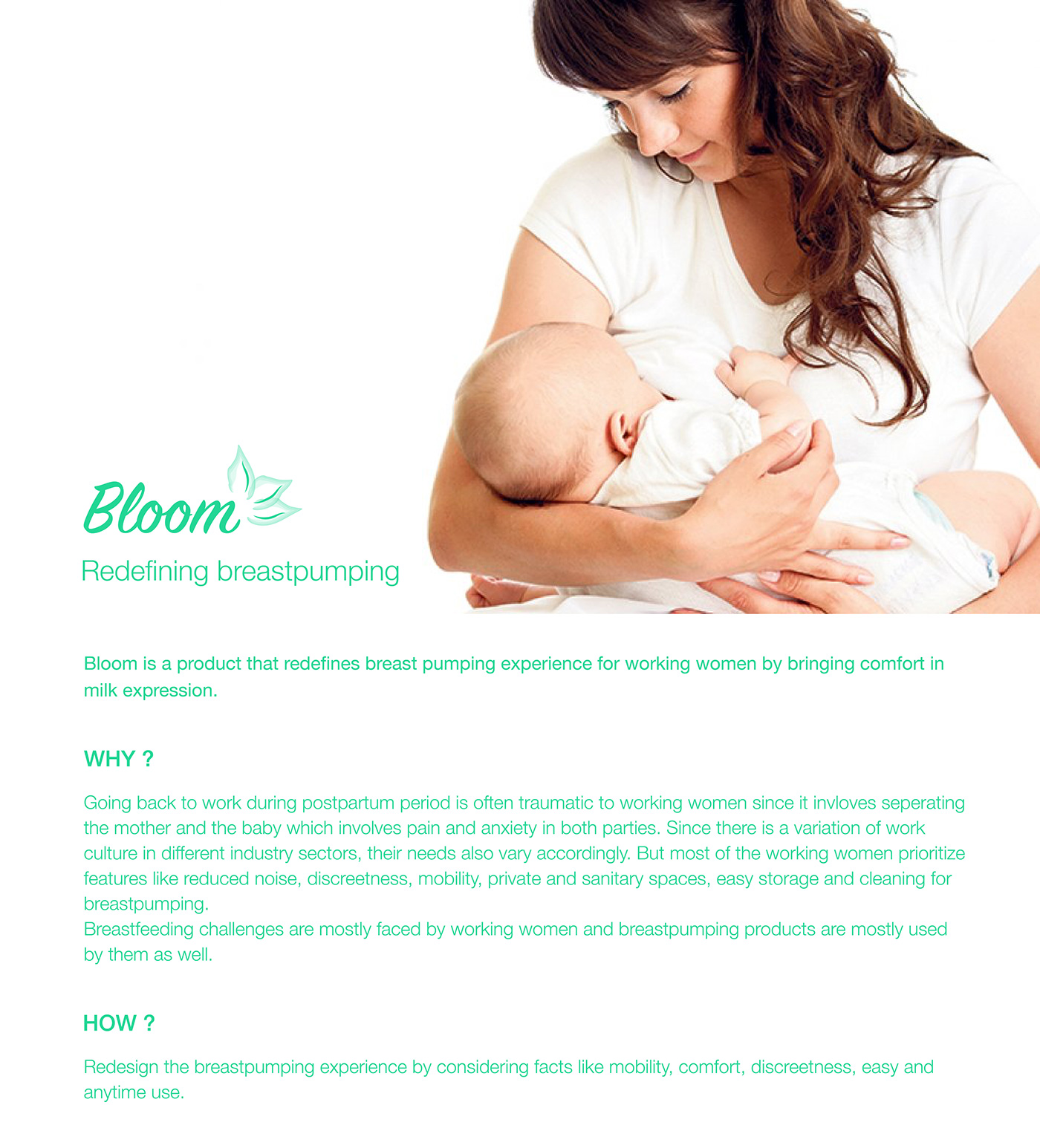breast pumping product design  Working Mother nursing Expression